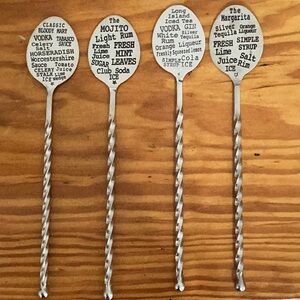 Stainless steel cocktail stirrers, set of 4